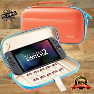 JSAUX Slim Carrying Case for Nintendo Switch 2 Portable w/10 Game Slots Orange‎